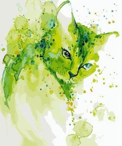 Abstract Green Cat paint by number