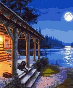 Cabin On The Lake Side Paint By Number