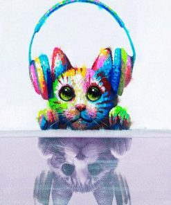 Cat With Headphones Paint By Number