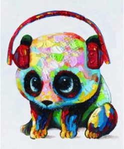 Colorful Panda With Headphones Paint By Number