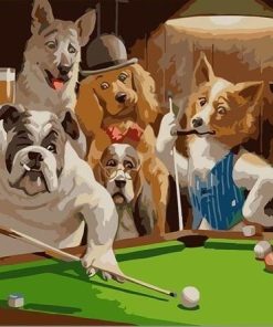 Dogs Playing 8 Pool Paint By Number