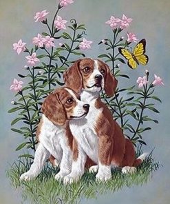 Dogs and Butterfly Paint By Number