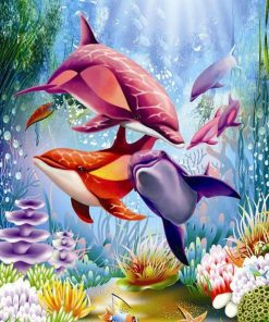 Dolphins and Coral Reef Paint By Number