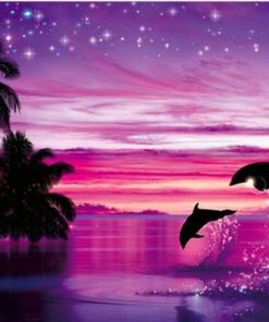 Dolphins at Purple Night Paint By Number