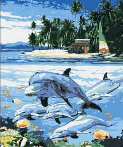 Dolphins at the Beach Paint By Number