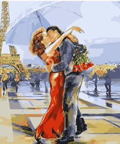 French Couple Kissing Paint By Number