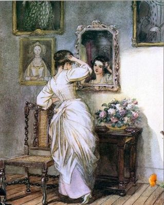 Girl Looking To The Mirror Paint By Numbers - Paint By Numbers