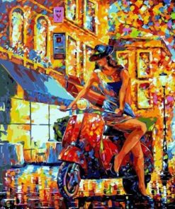 Girl on Scooter Paint By Number
