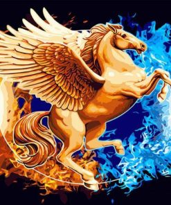 Golden Horse With Wings Paint By Number
