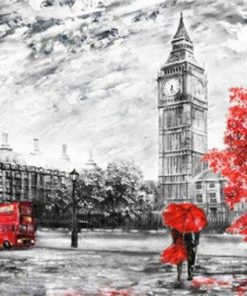 London In Black and Red Paint By Number