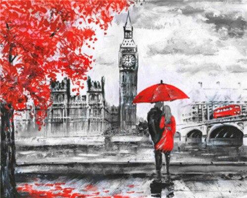 London Lovers In Black and Red Paint By Number