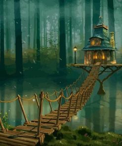 Magical Forest With Treehouse Paint By Number
