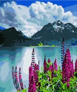 Mountains With Flowers Paint By Number