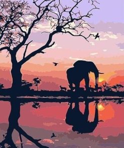 Silhouette Elephant Paint By Number
