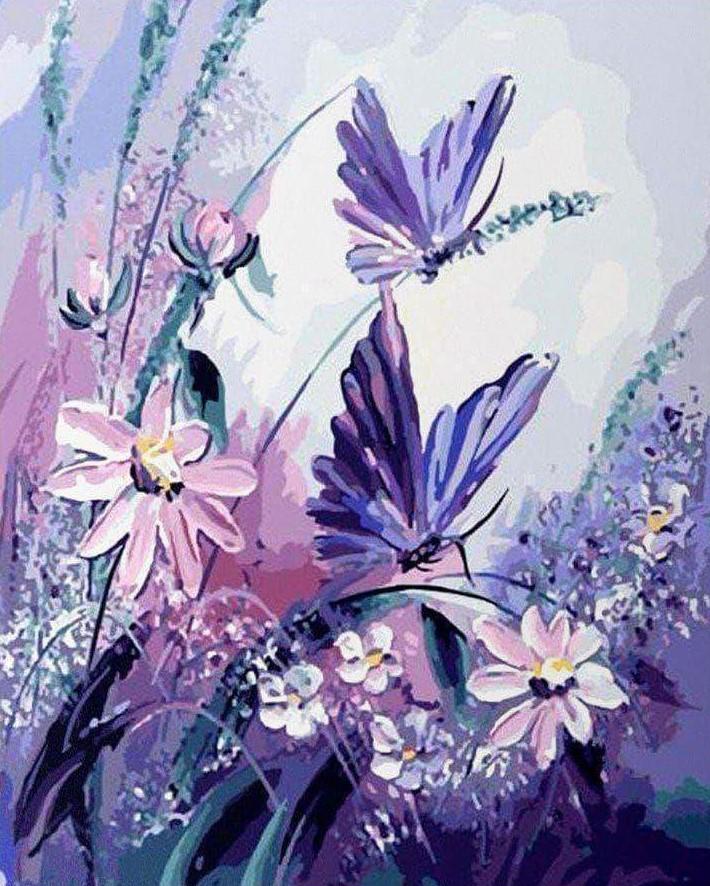 Purple Butterflies Animals Paint By Numbers - Paint By Numbers