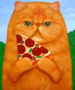 Cat Holding Pizza paint by numbers