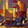 Motorcycle Gas Station paint by number