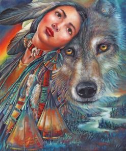 Native American With Wolf paint by numbers
