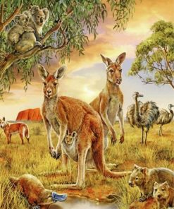 Wild Kangaroos And Animals paint by numbers