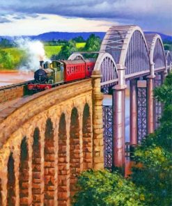 arch-bridge-railway-train-paint-by-numbers