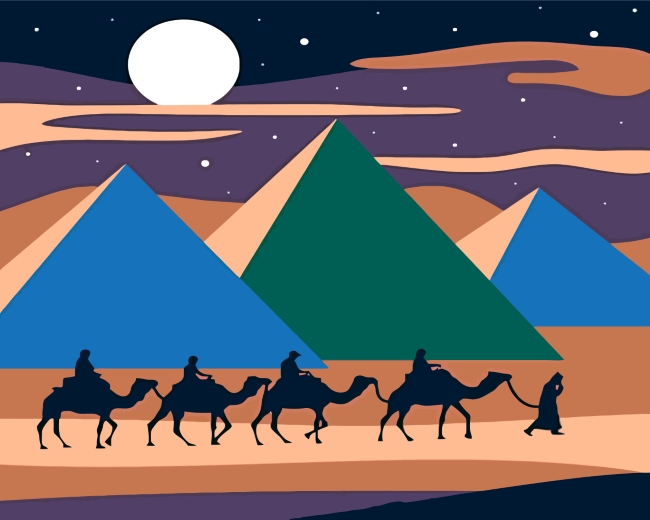 Camels In Desert Illustration Paint by numbers