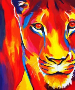 Colorful Lioness paint by number