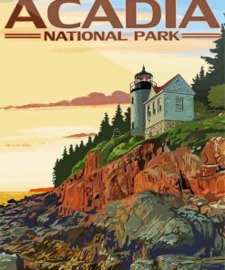 Acadie National Park Bass Harbor Poster paint by number