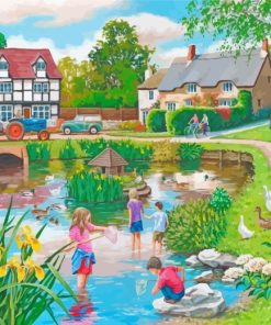 Children In Summer At The Lake paint by number