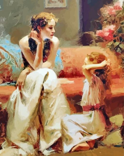 Young Mother And Daugheter Pino Daeni paint by number