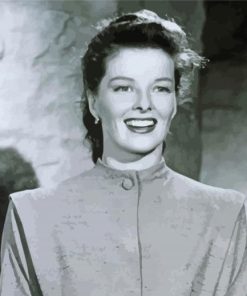 Black And White Actress Katharine Hepburn paint by number