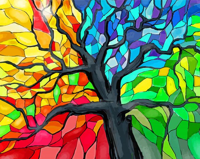 Stained Glass Tree - Paint by Numbers