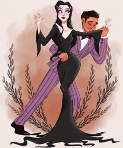 The Addams Morticia And Gomez paint by number