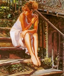 Young Lady On Stairs paint by number