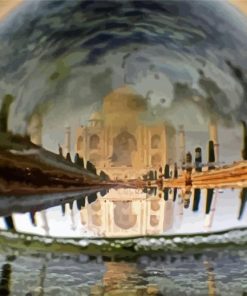 Taj Mahal Glass Globe Reflection paint by number