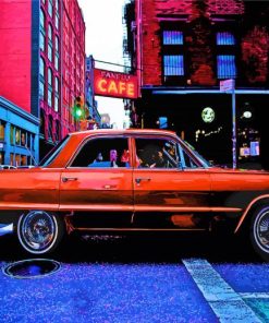 Lowrider Car In The Street paint by number