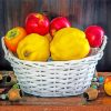 Autumn Quinces And Fruits In Basket paint by number