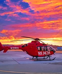 Red Lifeflight Sunset paint by number