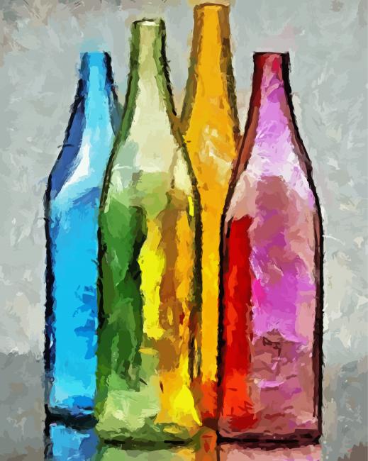Abstract Four Bottles Paint By Numbers