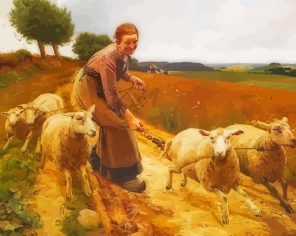 Girl With Sheep Paint By Numbers