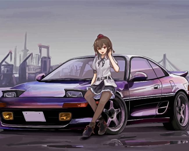 Aesthetic Anime Car Art - Paint By Numbers 