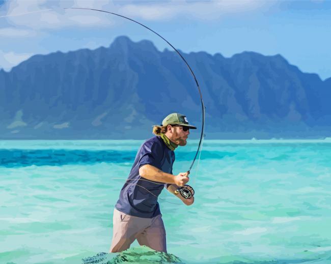 Man Fishing In Hawaii Paint By Numbers