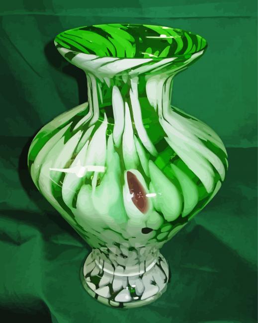 Vintage Green And White Vase Paint By Numbers