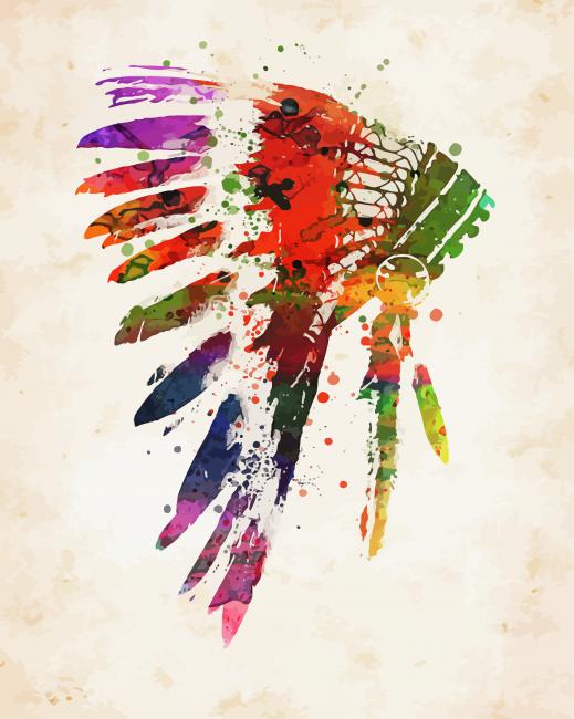 Abstract Native American Headdress Paint By Numbers
