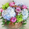 Basket With Hydrangeas Art Paint By Numbers