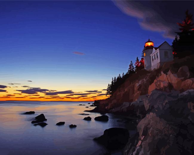 Bass Harbor Lighthouse Dawn Paint By Numbers