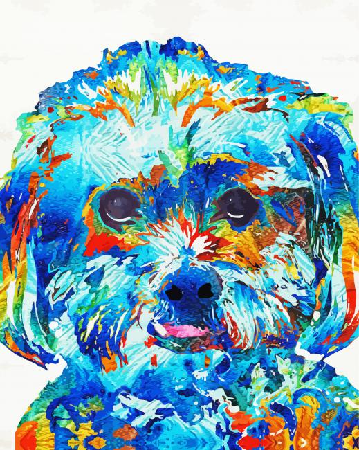 Colorful Abstract Shih Tzu Paint By Numbers