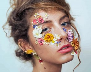 Face With Colorful Flowers Paint By Numbers