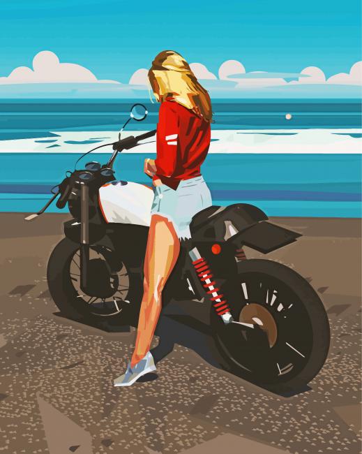 Girl On Motorcycle Paint By Numbers