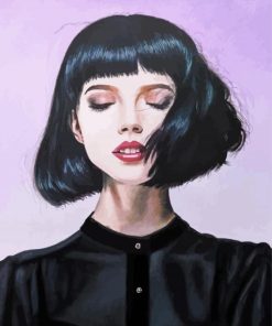 Lady With Black Hair Portrait Paint By Numbers