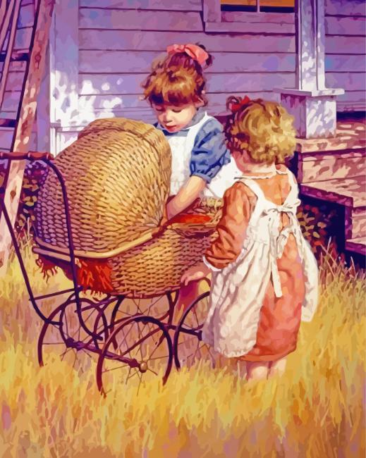 Little Vintage Children Paint By Numbers